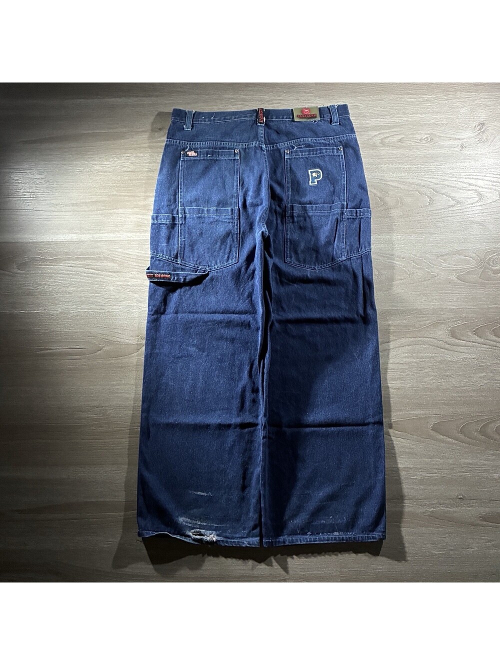 Vintage Y2K Paqaderm Mens 36x30 Wide Leg Cargo Jeans Skater Baggy Dark Wash 90s